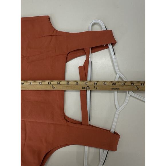 Isabella Bird Womens Tank Top Size Medium Orange Square Neck Back Strap - Picture 8 of 10